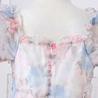 Girls Multicolor Puff Sleeve Floral Print Fit & Flare Dress Casual Dresses