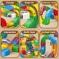 Electric Train Track Set for Kids -3D Anti-Gravity Flexible Tracks with Motorized Train, Traffic Signs & STEM Building Play Trending Accessories