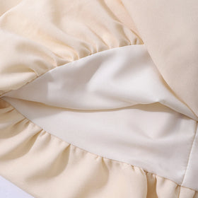 Girls Beige Bow Applique Sleeveless Balloon Dress Casual Dresses