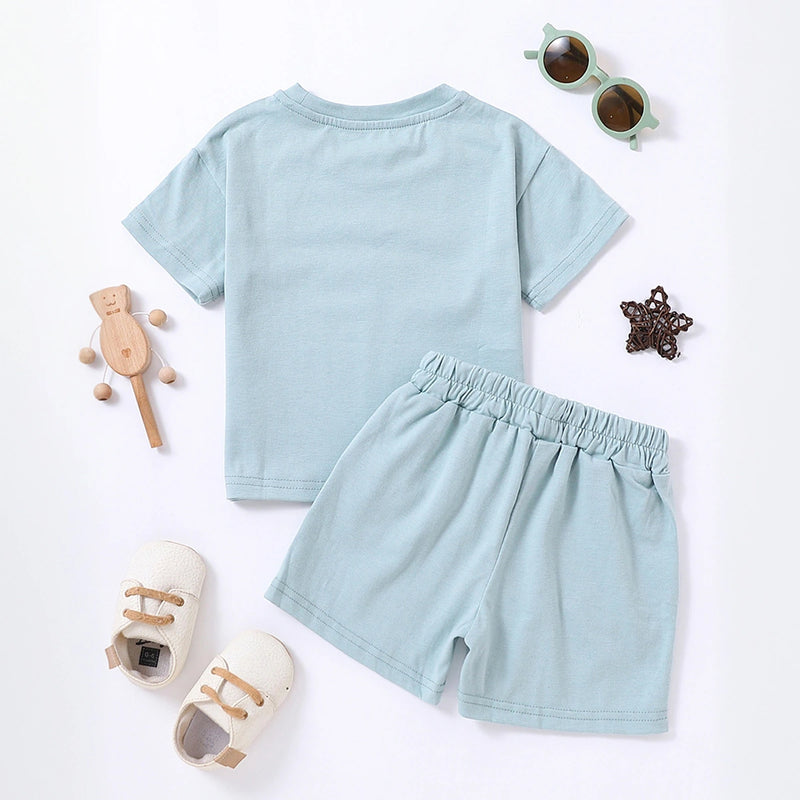 Boys Light Blue Short Sleeves T-Shirt With Shorts Co-ord Sets Sets