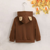 Girls Brown Friend Printed Front Zipper Hooded Winter Jacket Coats & Jackets