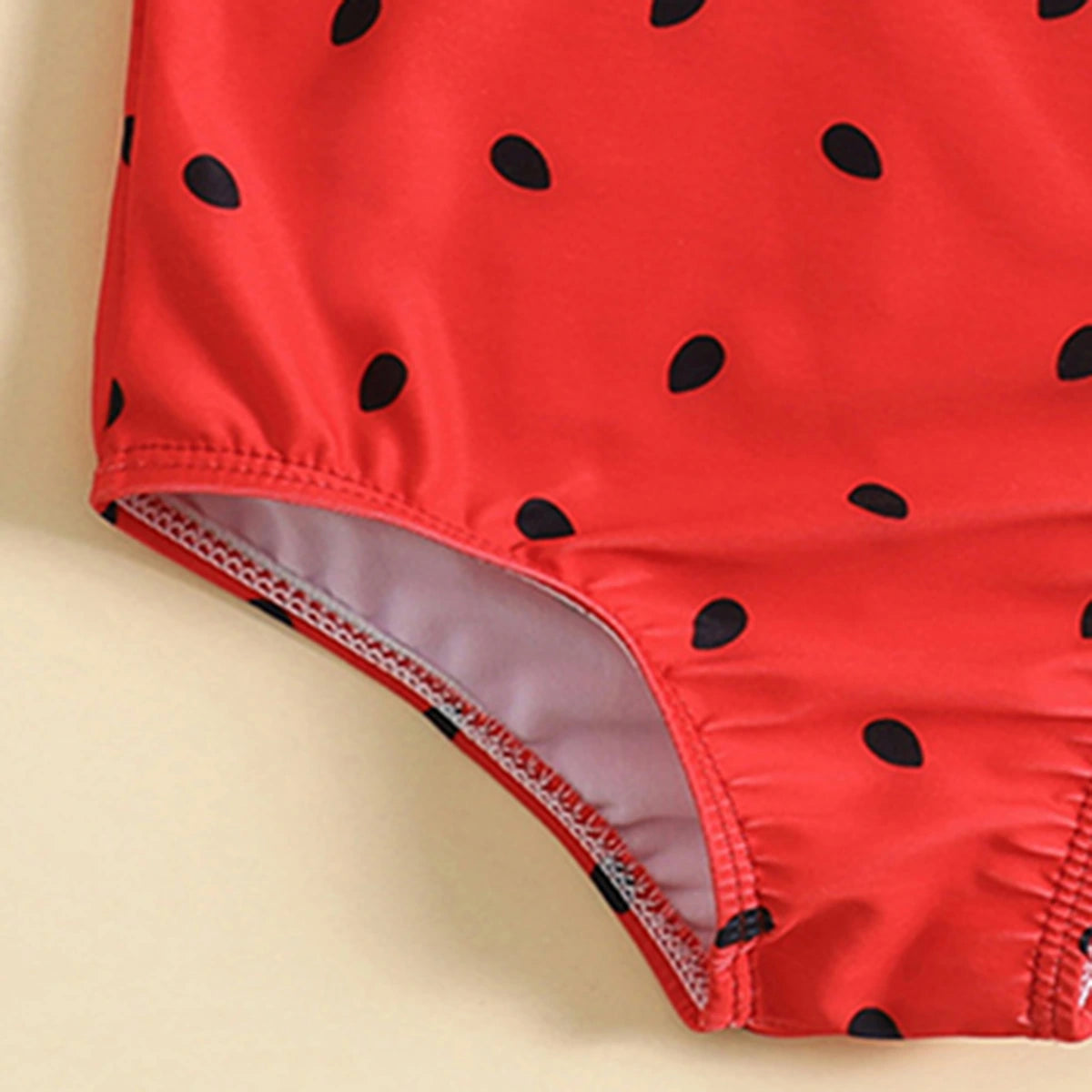 Girls Red Watermelon Printed Swimwear Bodysuit Beachwear