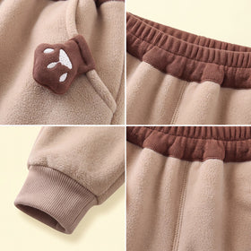 Boys Light Brown Paw Applique Jogger Joggers