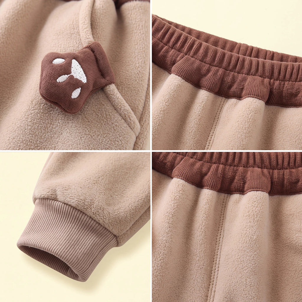 Boys Light Brown Paw Applique Jogger Joggers