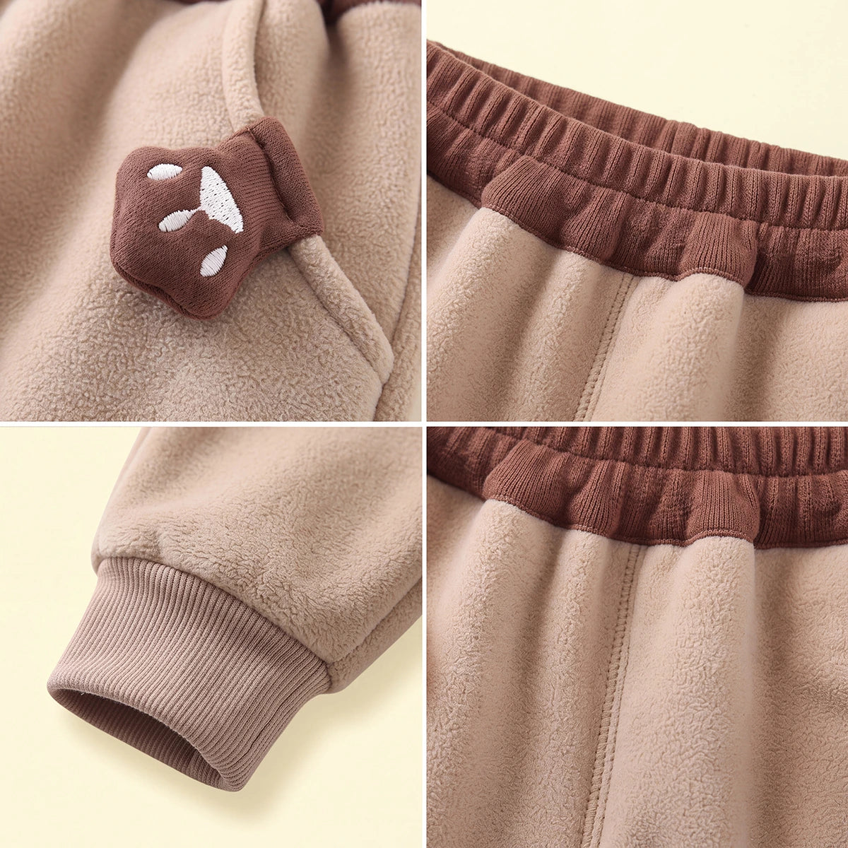 Boys Light Brown Paw Applique Jogger Joggers