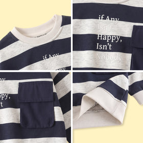 Boys Navy Blue Striped Long Sleeve Sweatshirt Sweatshirts & Hoodies