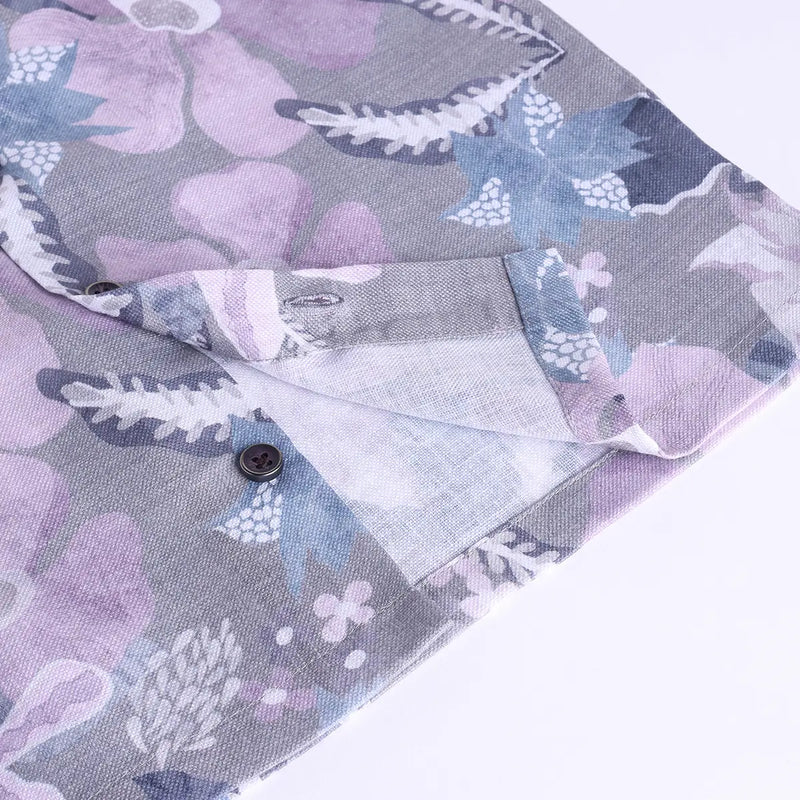 Boys Grey Tropical Print Short Sleeve Shirt With Elasticated Shorts Sets Sets