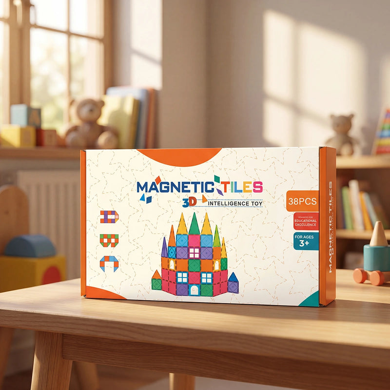 38 Pieces - Magnetic Tiles 3D Building Blocks Set Trending Accessories