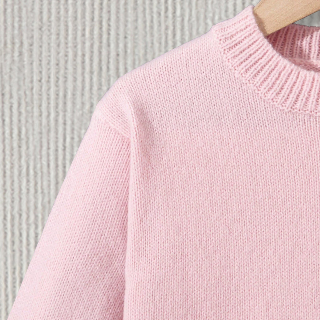 Girls Pink Star Sequins Full Sleeves Pullover Sweaters & Cardigans