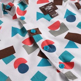 Boys Teal Abstract Printed Shirt With T-Shirt And Shorts Sets 3 pc. Sets