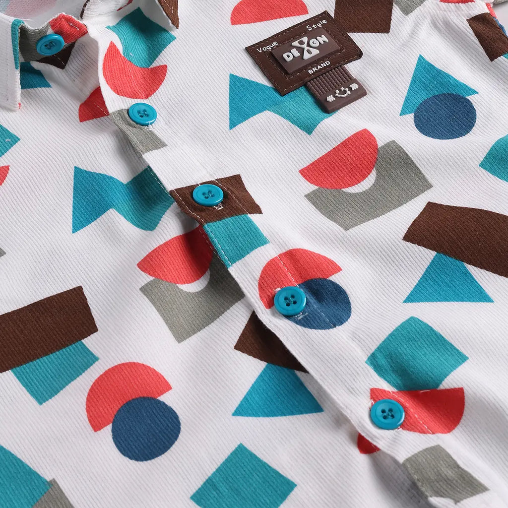 Boys Teal Abstract Printed Shirt With T-Shirt And Shorts Sets 3 pc. Sets