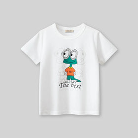 Boys White Graphic Cartoon Printed Short Sleeves T-Shirt Tshirts