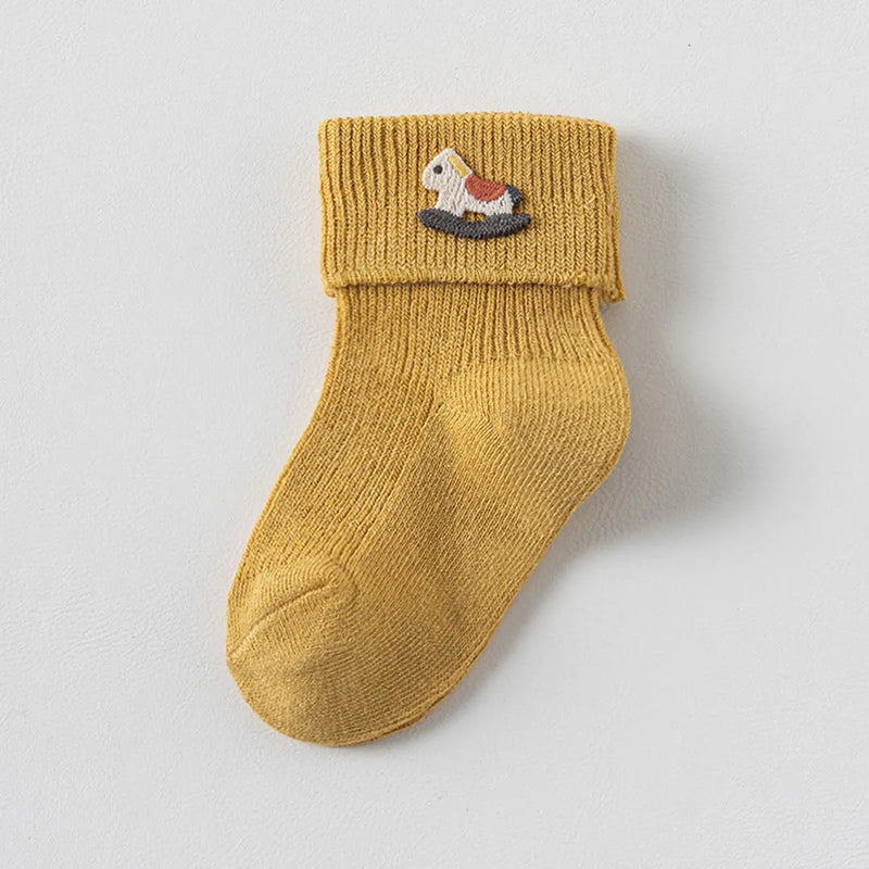 Pack of 6 Boys Multicolour Embroidery Applique Ankle Length Socks Socks
