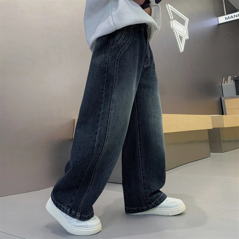 Boys Dark Blue Loose Fit Denim Jeans Pants