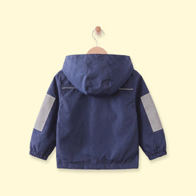 Boys Navy Blue Long Sleeve Hooded Zip-Up Jacket Coats & Jackets