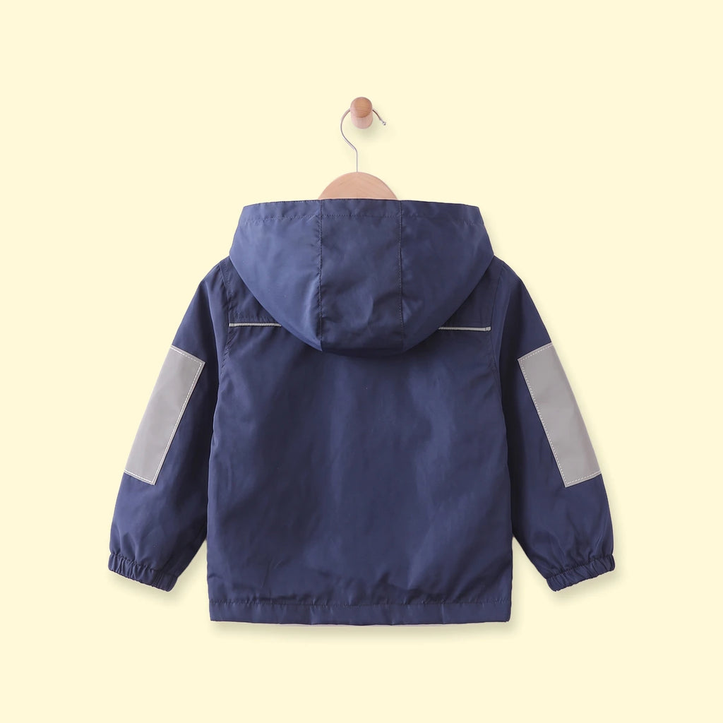 Boys Navy Blue Long Sleeve Hooded Zip-Up Jacket Coats & Jackets
