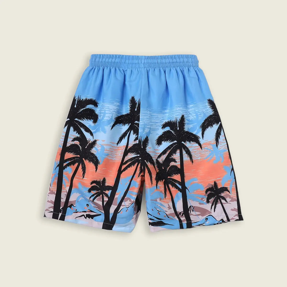 Boys Light Blue Tropical Printed Shorts With Elasticated Waistband Shorts