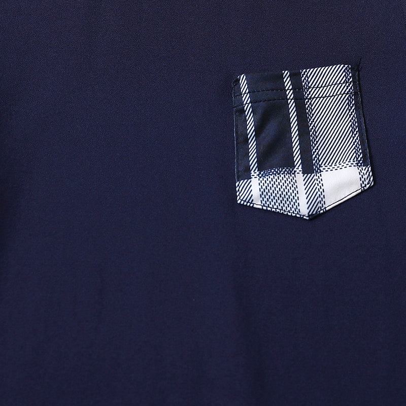 Boys Navy Blue Long Sleeves T-Shirt With Checked Pants Set 2 pc. Sets