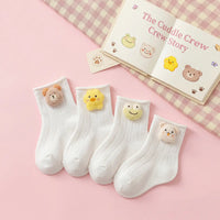Pack of 4 White Animal Applique Ankle Length Socks Socks White 0-3 M