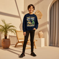 Boys Navy Blue Dinosaur Graphics Round Neck Sweatshirt Sweatshirts & Hoodies Navy Blue 2-3 Y