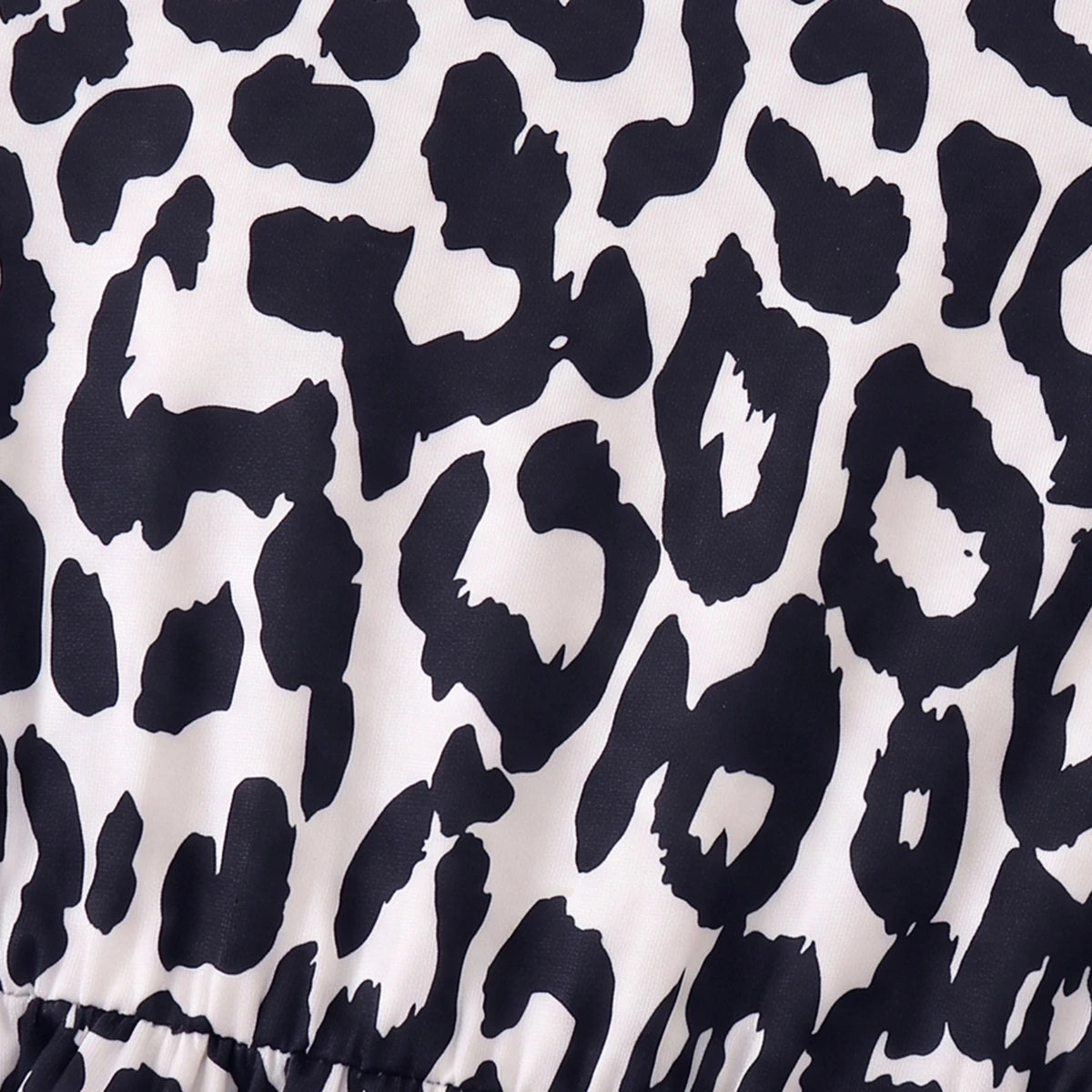Girls Black Leopard Print Short Sleeve A-line Dress Casual Dresses