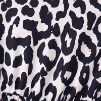 Girls Black Leopard Print Short Sleeve A-line Dress Casual Dresses