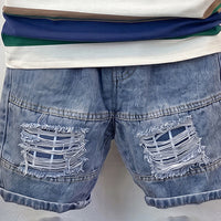 Boys Blue Striped Short Sleeve T-Shirt With Denim Shorts Sets 2 pc. Sets