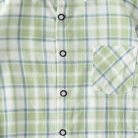 Boys Pastel Green Checkered Oversized Shirt Shirts