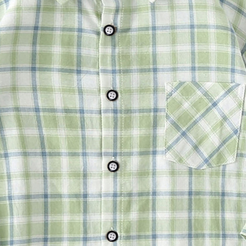 Boys Pastel Green Checkered Oversized Shirt Shirts