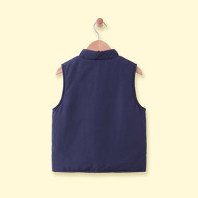 Boys Navy Blue Colorblocked Sleeveless Jacket Coats & Jackets