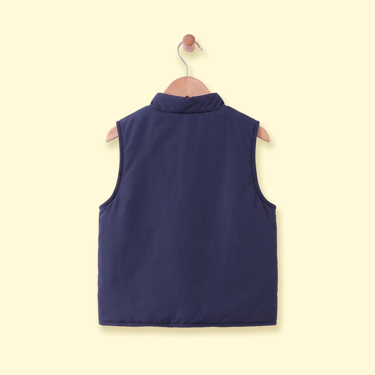Boys Navy Blue Colorblocked Sleeveless Jacket Coats & Jackets