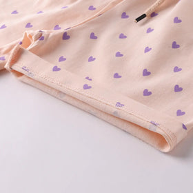 Girls Lilac Animal Graphic Short Sleeves Top With Polka Dot Elasticated Shorts Sets Sets