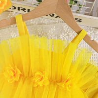 Girls Yellow Strappy Top With Wide Bottom Trouser 2 pc. Sets