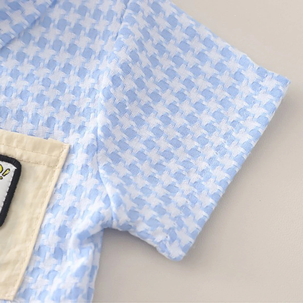 Boys Blue Checked Short Sleeve Shirt With Denim Shorts Sets 2 pc. Sets