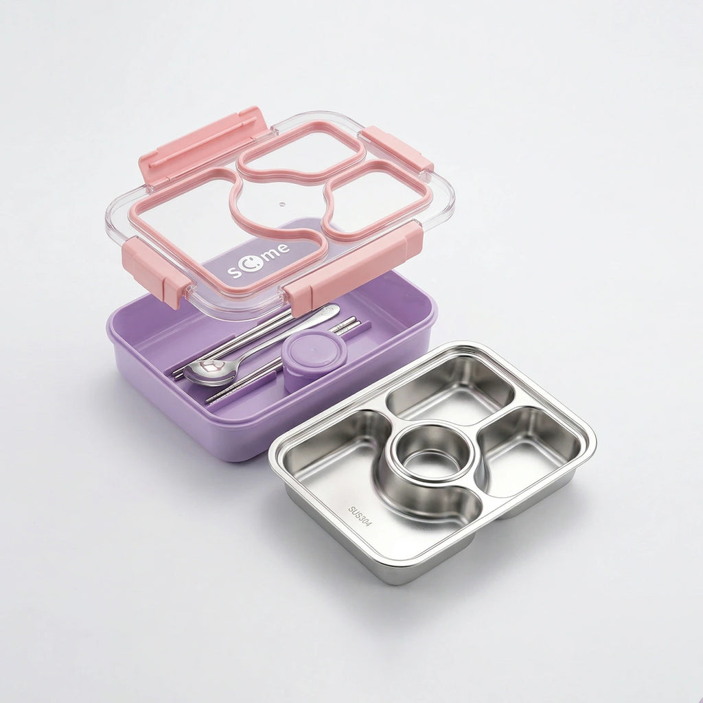 Kids Purple Blossom Multi-Compartment Lunch Box Trending Accessories