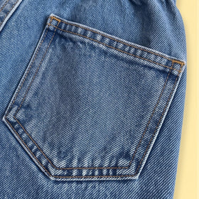 Girls Blue Solid Denim Mini Skirt Skirts