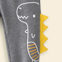 Boys Grey Dinosaur Printed Joggers With Ribbed Waistband & Hem Trackpants & Joggers