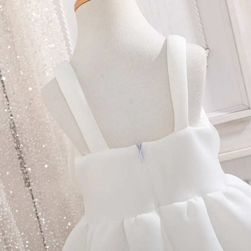 Girls White Floral Applique Fit & Flare Party Dresses Party Dresses