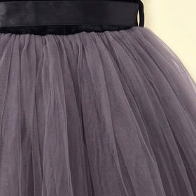 Girls Black Solid High-Low Party Dress Party Dresses