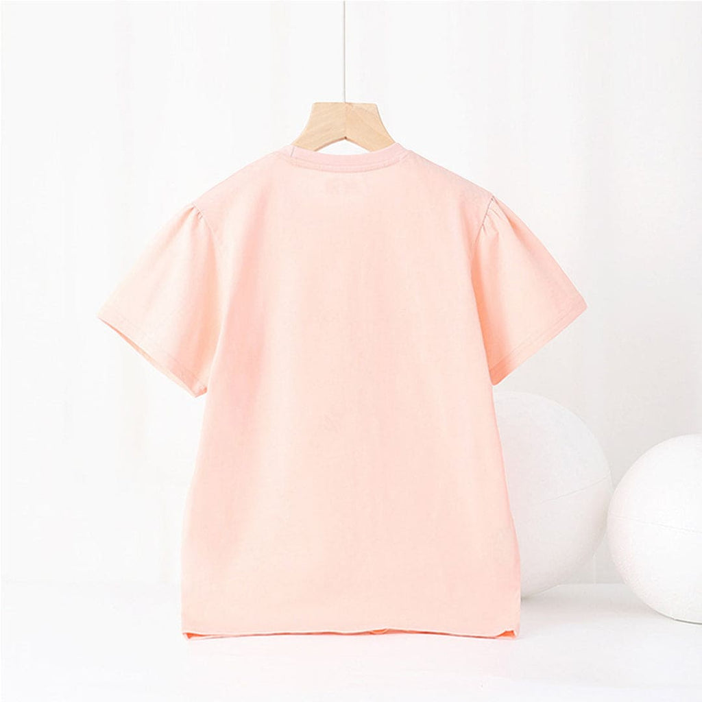 Girls Printed Short Sleeves Casual T-Shirt Tshirts   