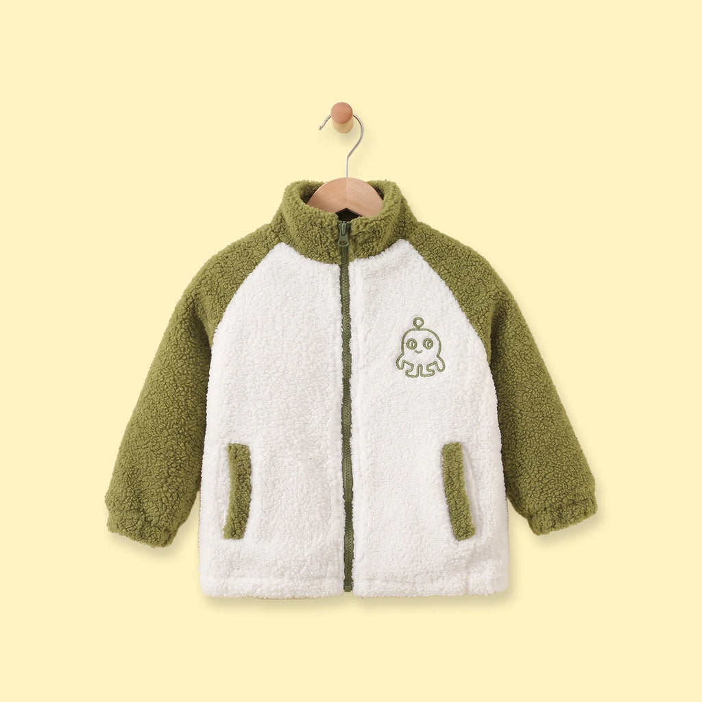 Boys Olive Green Colourblocked Long Sleeve Zip-Up Jacket Coats & Jackets Olive 1-2 Y