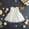 Girls Lace Crochet Neck Party Dress Party Dresses White 1-2 Y 