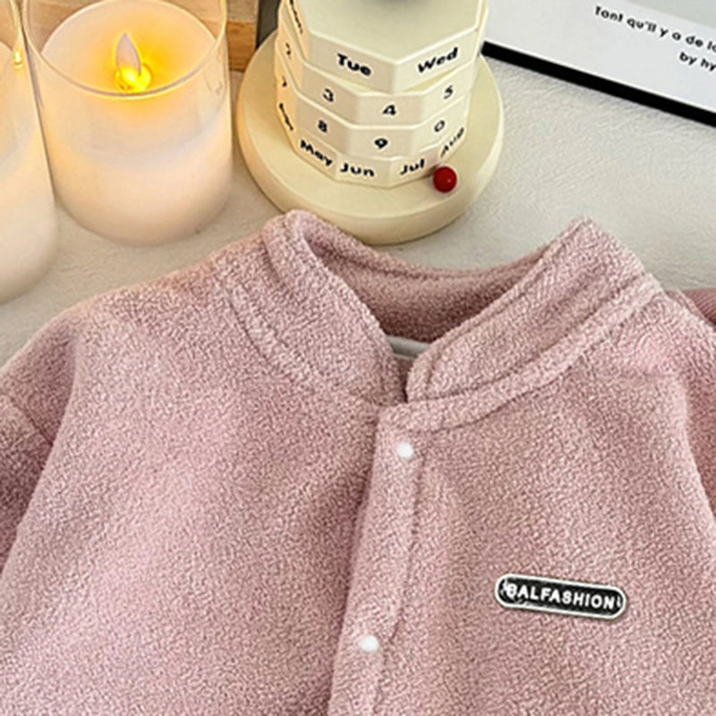 Girls Pink Fleece Jacket With Jogger Co-ord Sets Sets