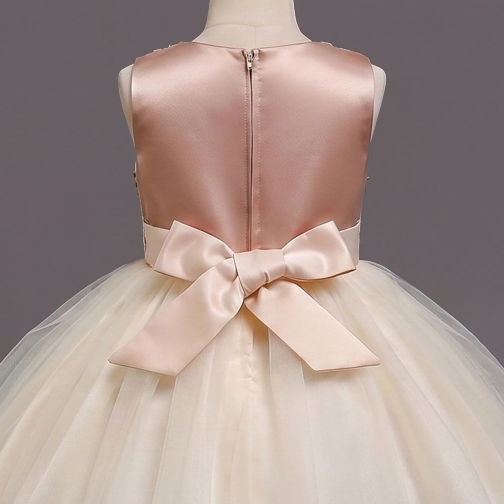 Girls Off White Sequin Embellished Fit & Flare Party Wear Dress Party Dresses