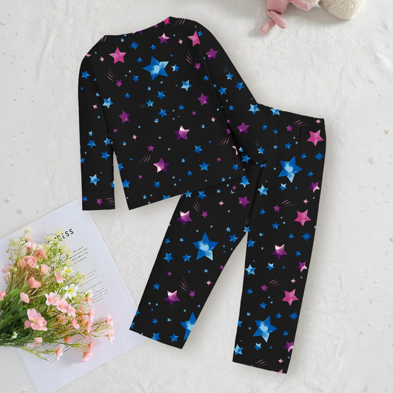 Girls Black Mermaid Printed Glow in the Dark T-Shirt With Pajama Winter Set 2 pc. Sets