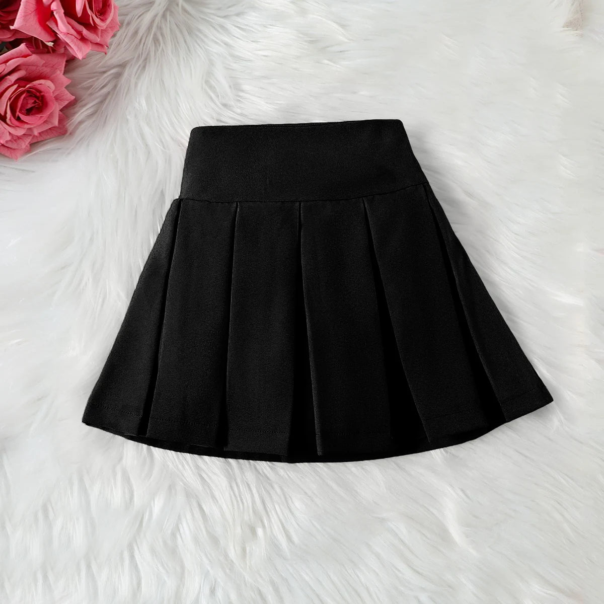 Girls Black V-Neck Top With Cami Top And Skirt Sets 3 pc. Sets
