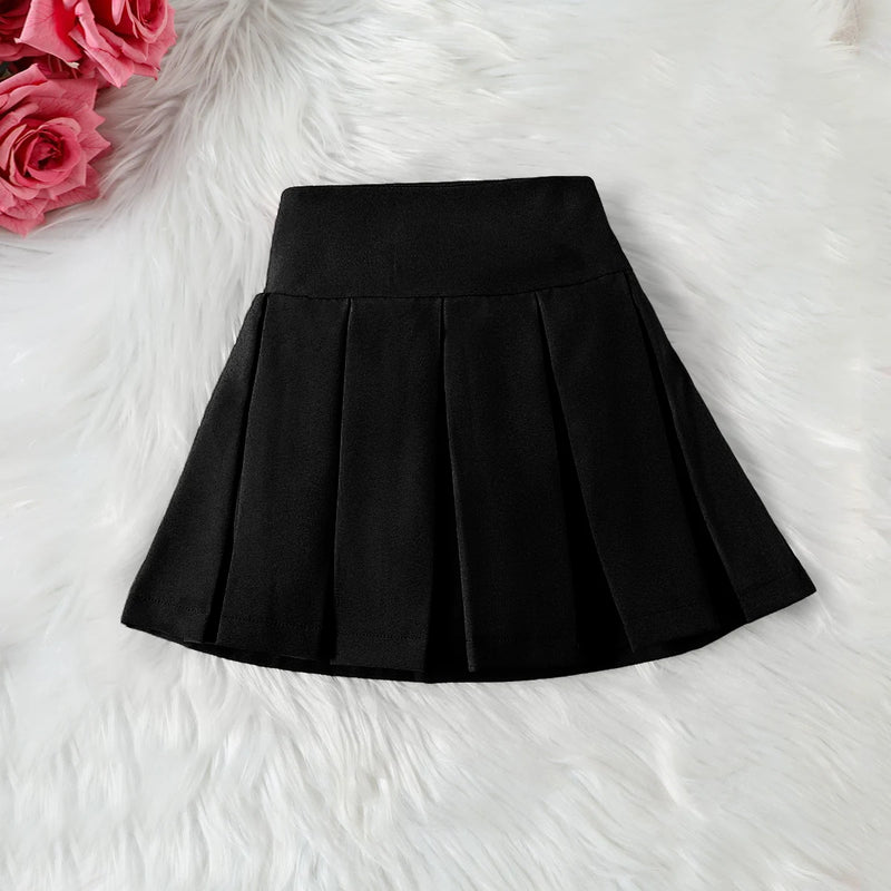 Girls Black V-Neck Top With Cami Top And Skirt Sets 3 pc. Sets