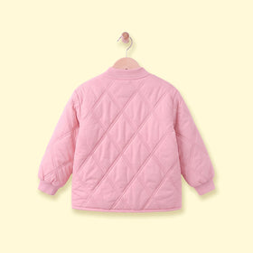 Girls Light Pink Long Sleeve Quilted Jacket Coats & Jackets