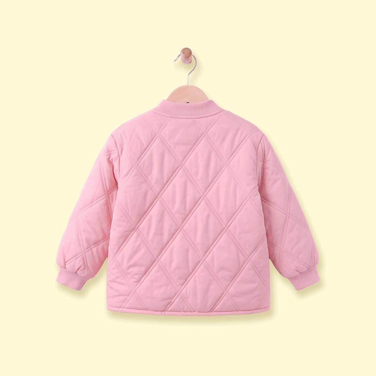 Girls Light Pink Long Sleeve Quilted Jacket Coats & Jackets