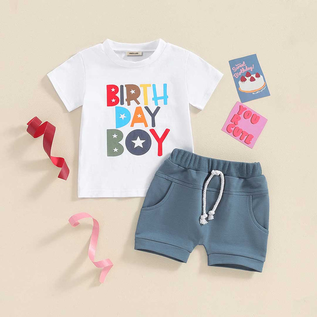 Boys Typography Printed T-Shirt With Shots Set